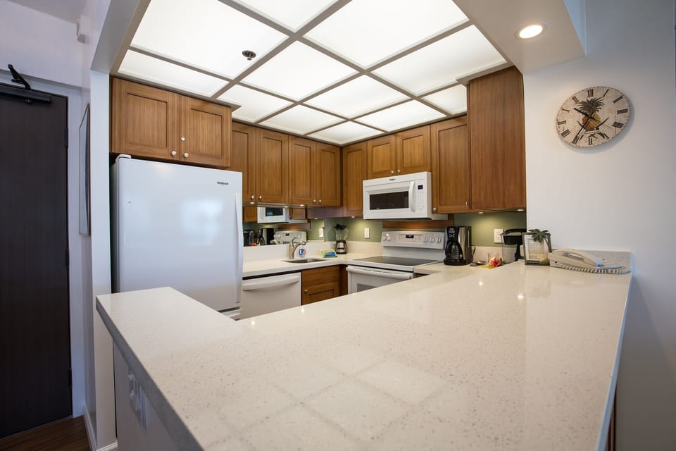 October 2018 remodeled kitchen with custom bamboo cabinets