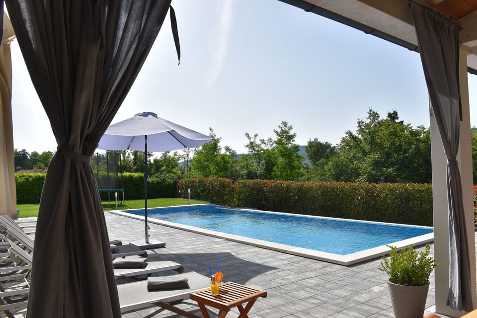 Relaxing by the pool