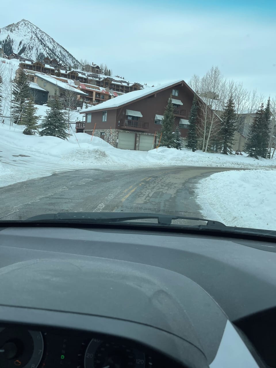 View of driveway in winter