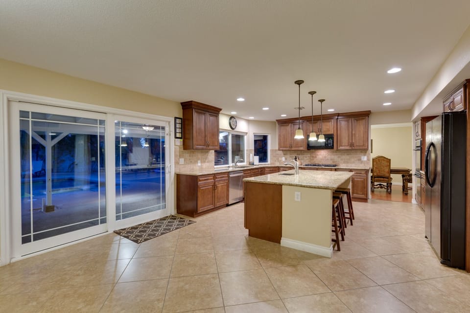 Kitchen with Backyard doors
