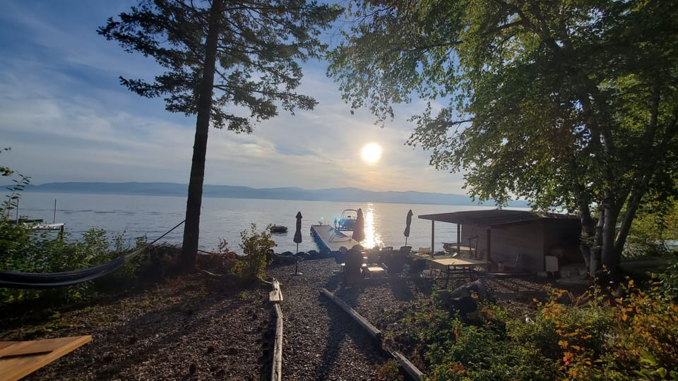 View of beach and lake from the deck