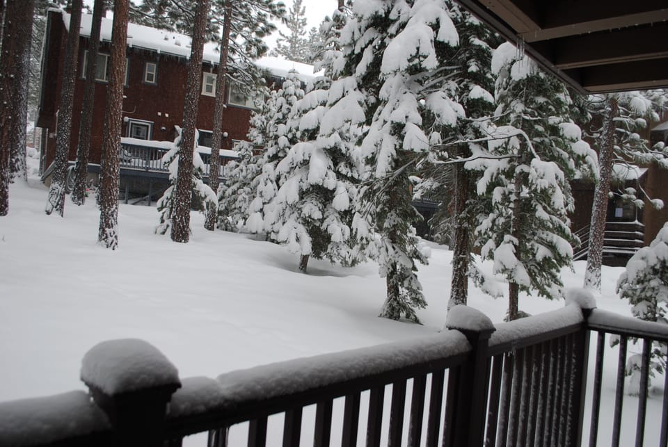 Snow scene in the winter from balcony