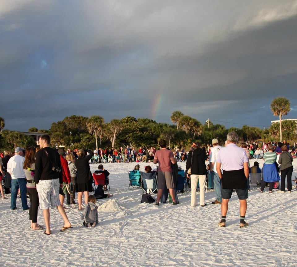 Sunday evening at the drummer circle...check out the rainbow on this evening.