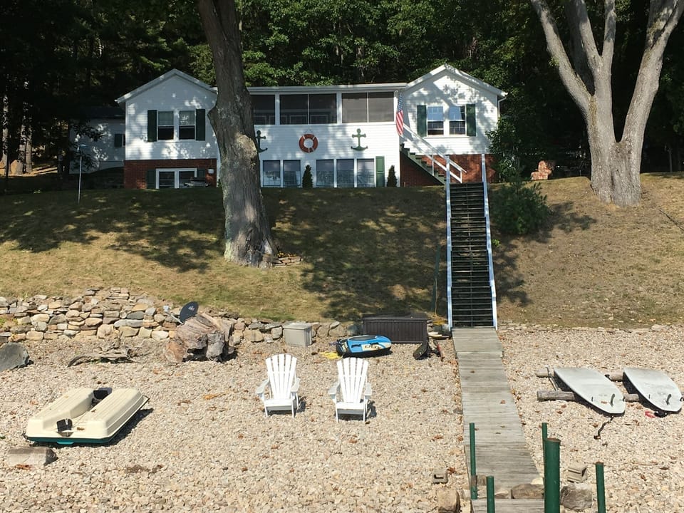 Looking back at the camp from the dock
