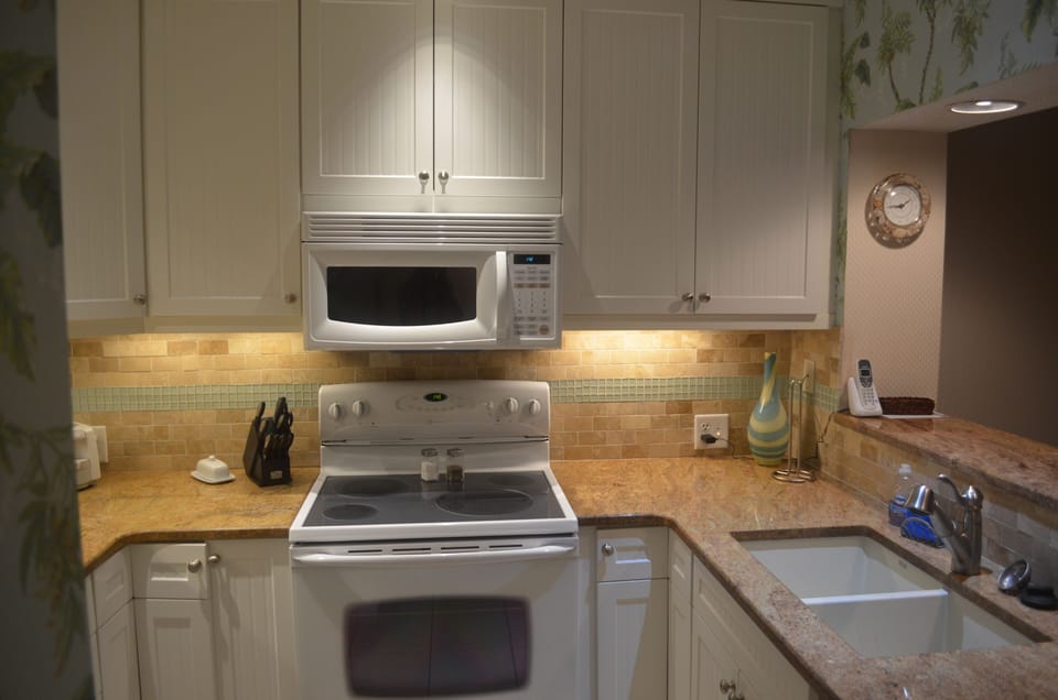 kitchen stove and microwave
