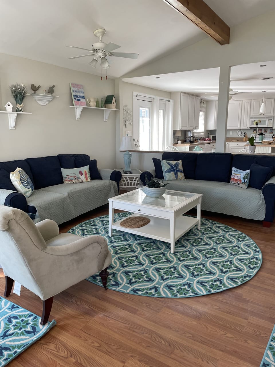 Livingroom, updated for 2023 season.  Sunny with river views and smart TV
