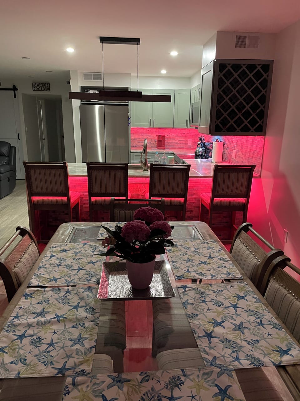 Under cabinet lighting that can be set to your mood or for time of year!