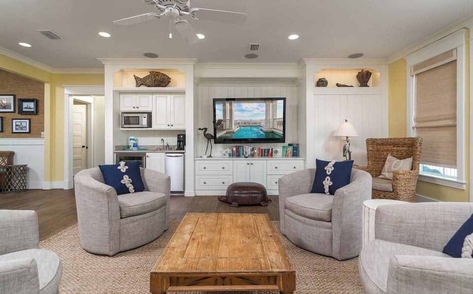 The second living room on the middle floor.  Opens onto the middle deck.