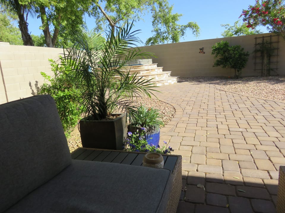 View of Hot Tub from covered patio.
