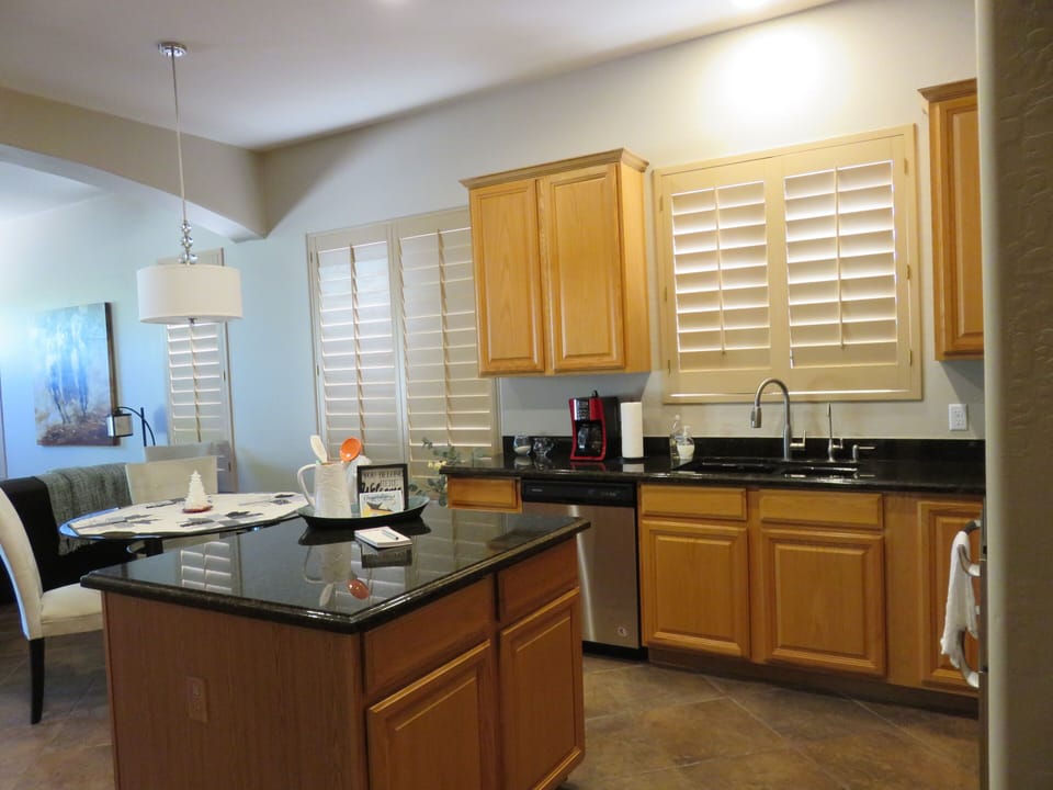 Kitchen with island and dining nook