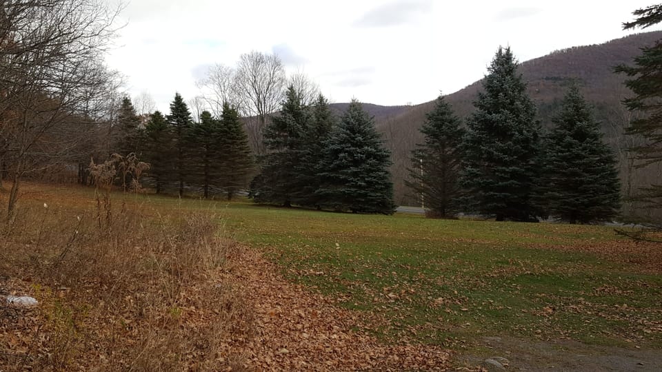 large open side yard overlooking ski windham