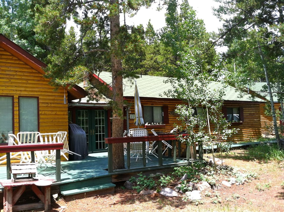Front Deck with Propane Grill and seating for eight.