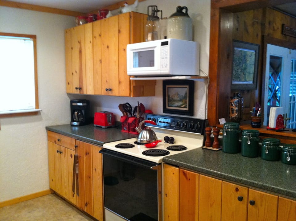Plenty of cooking supplies in the kitchen.