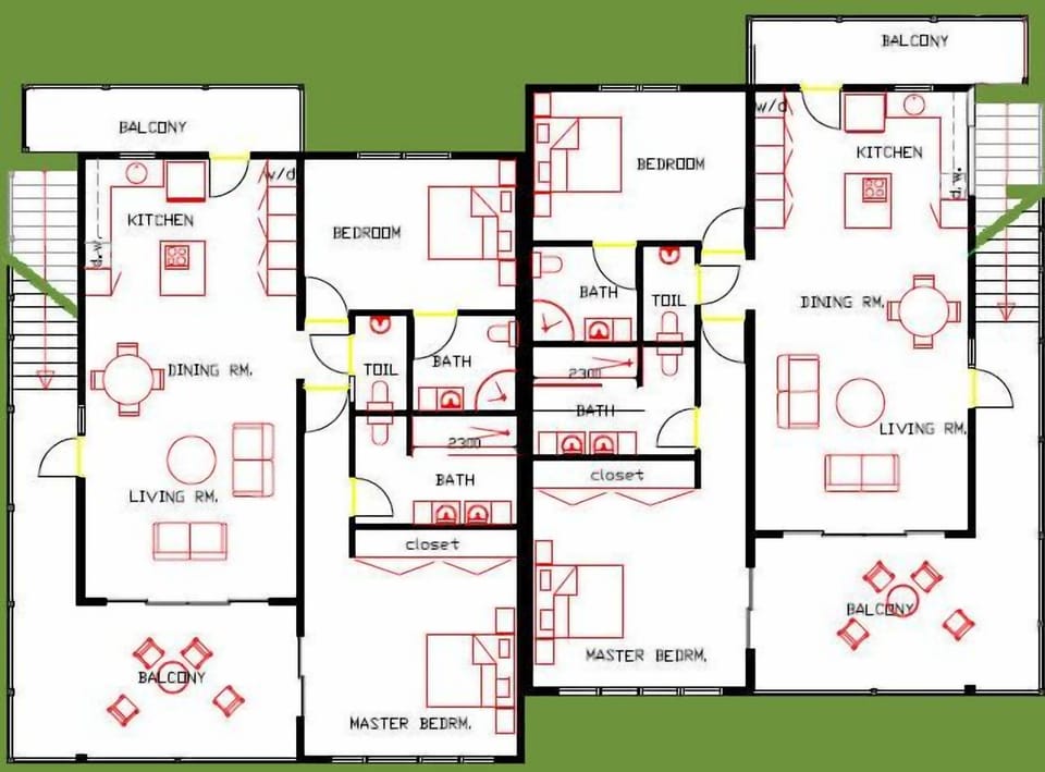 Floor Plan Apartment and Mirrored (Twin) Apartment