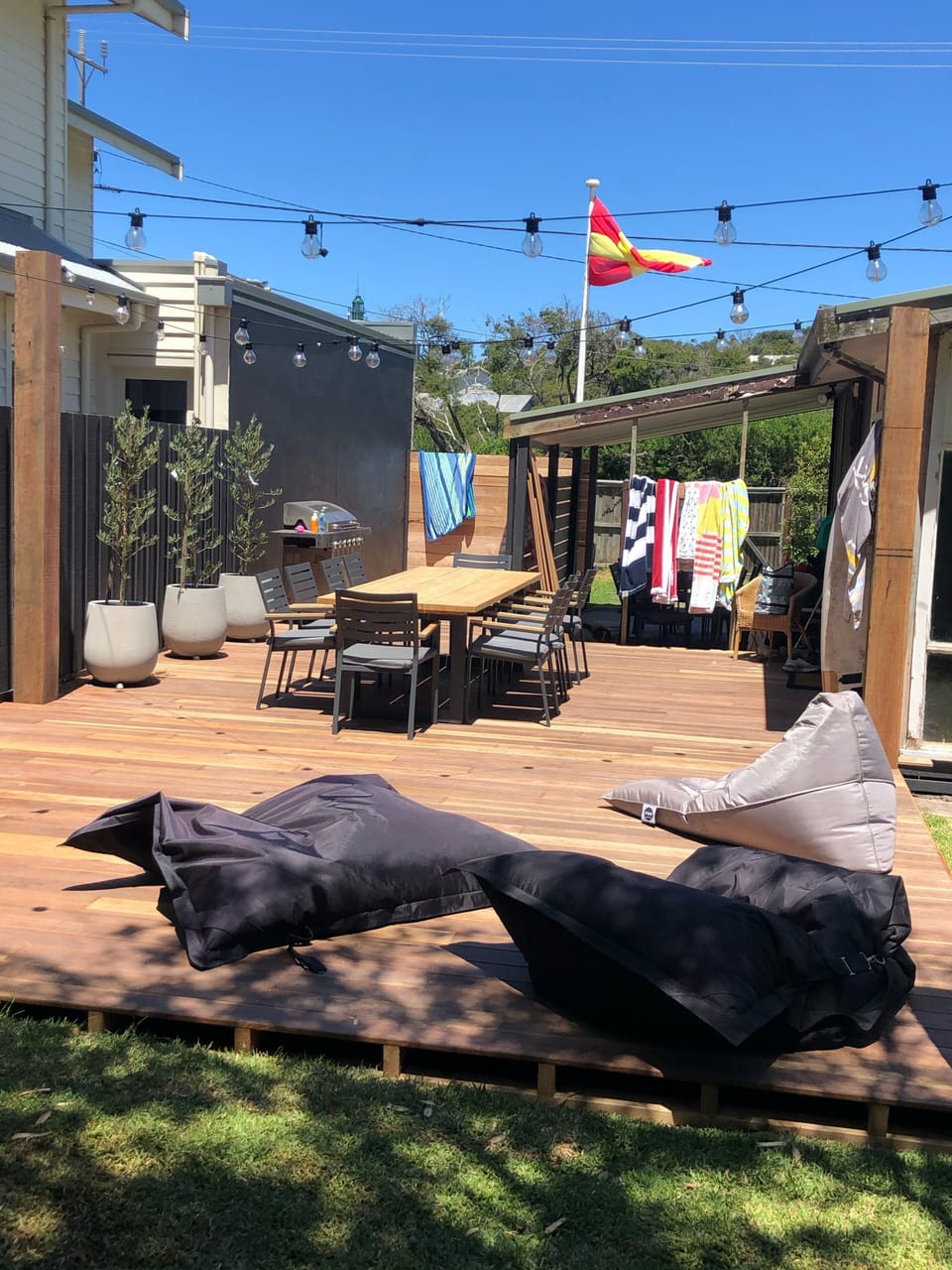 Beanbags on the deck a perfect place to relax and read a book in the sun!