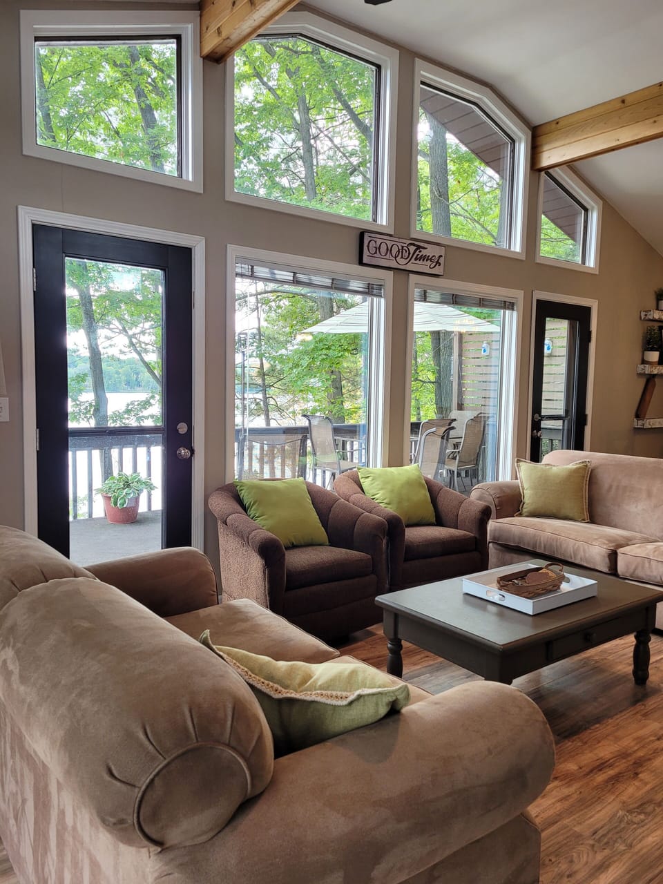 Great natural light and beautiful lake view from living room.