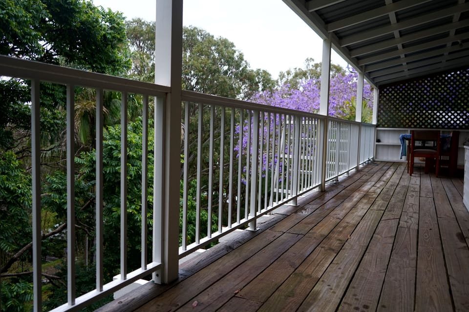 back deck with safety railing
