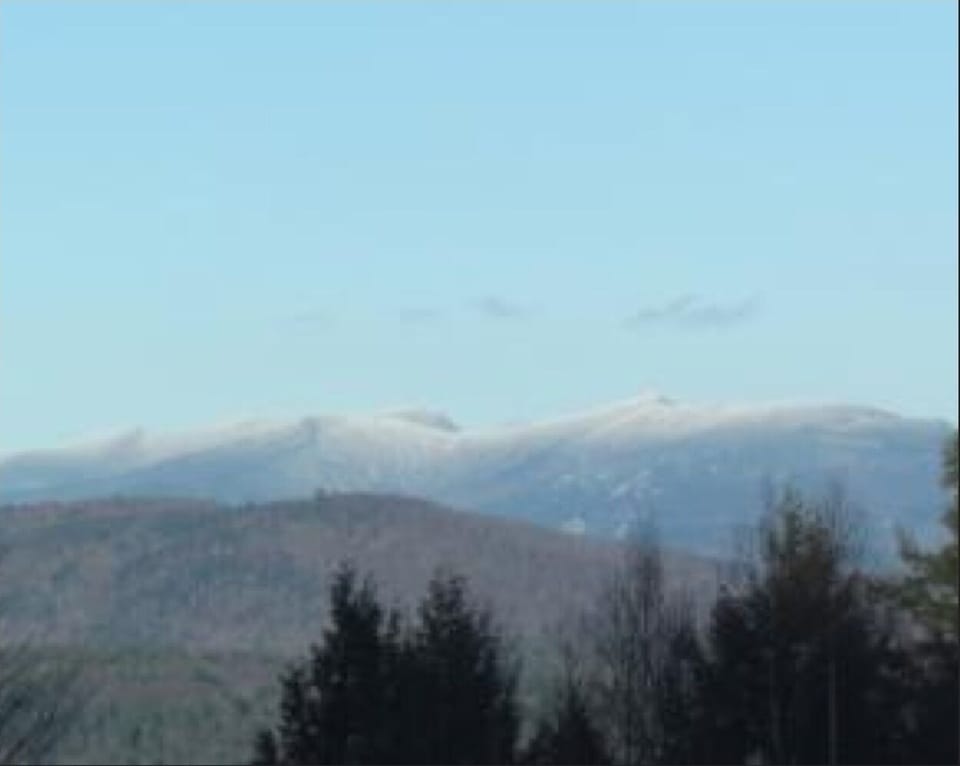 White mountains as seen from the condo in winter.