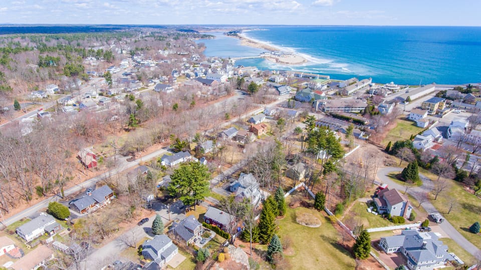 House is in the lower lefthand corner, with the beach and town walking distance.