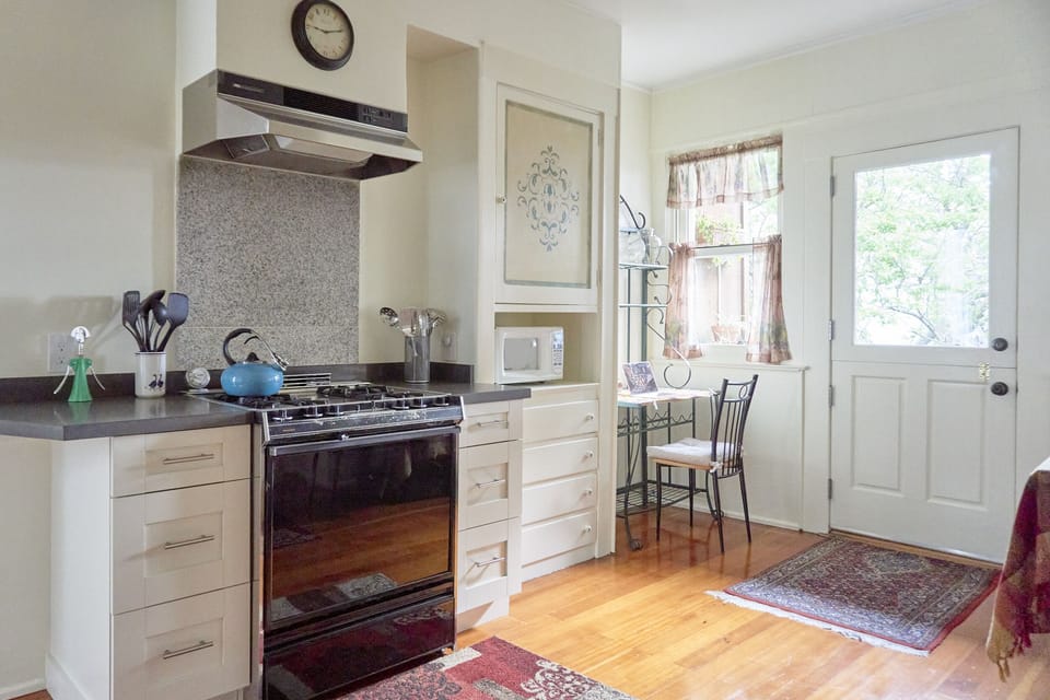 Gas stove and desk/work area