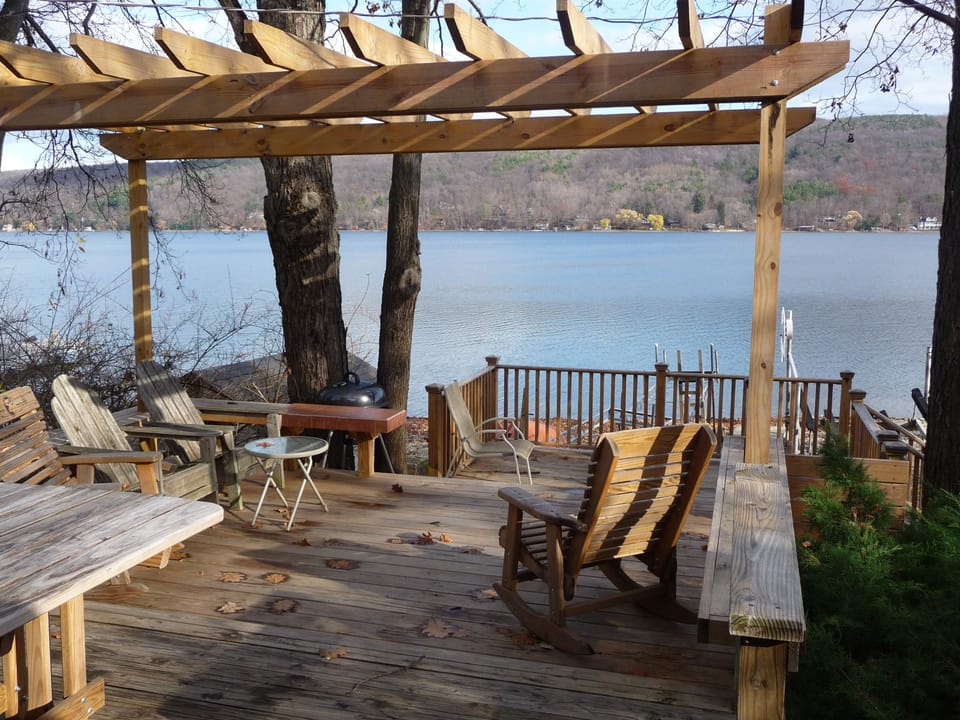 Trilevel deck with expansive views 
up, down, and across lake
