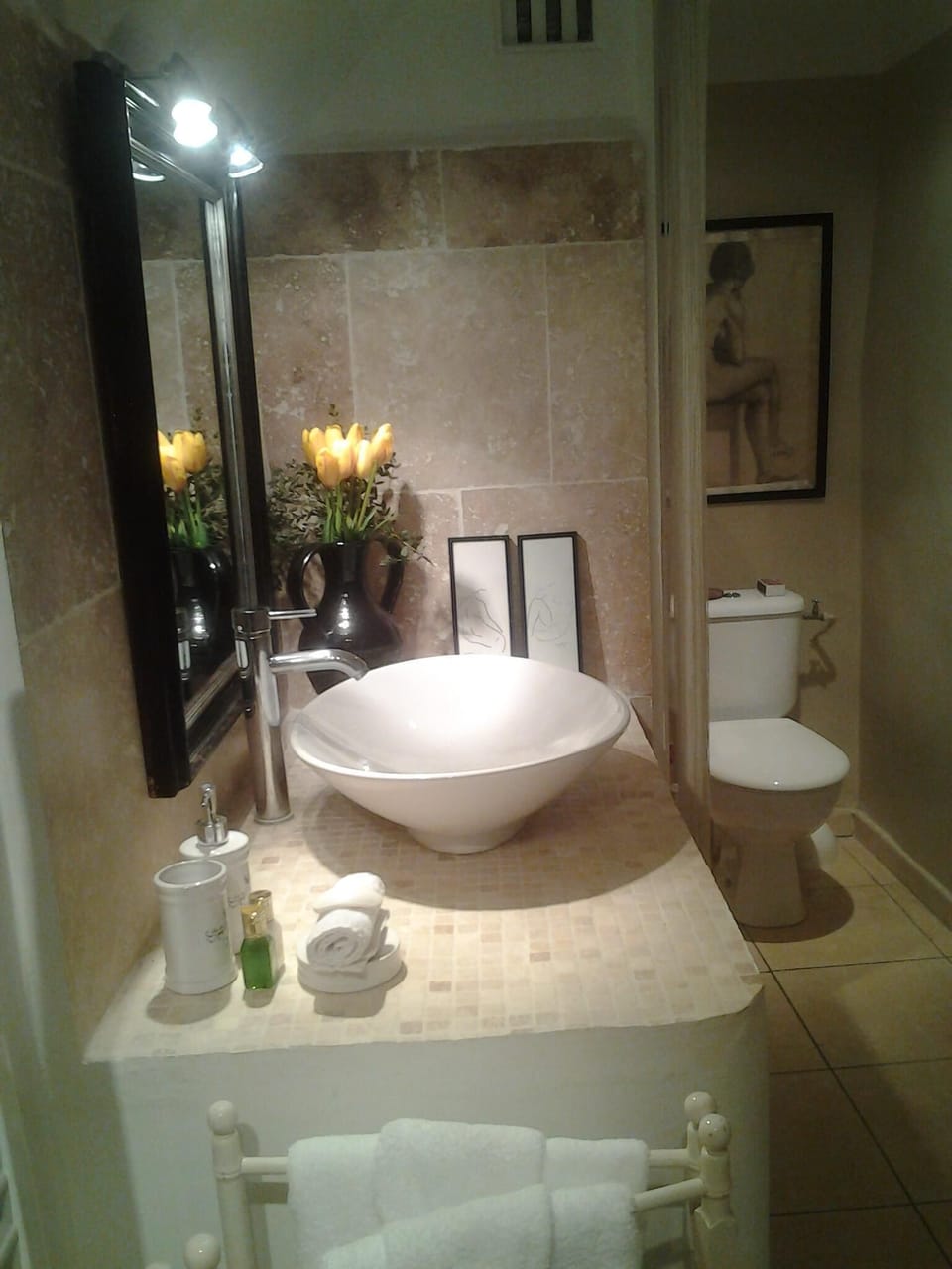Bathroom with shower and toilet.