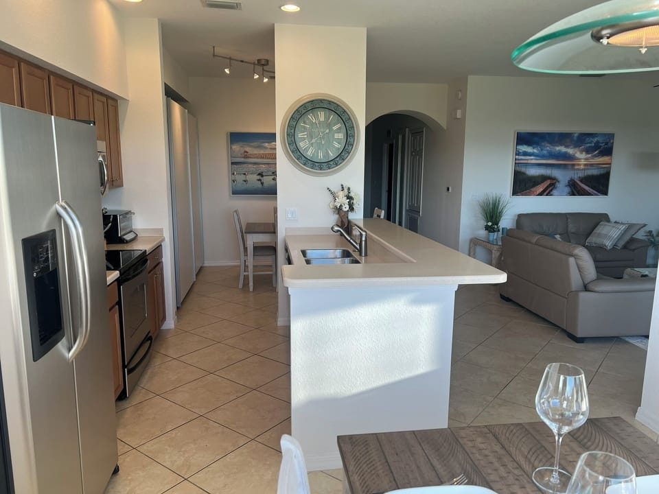 Open kitchen and living area