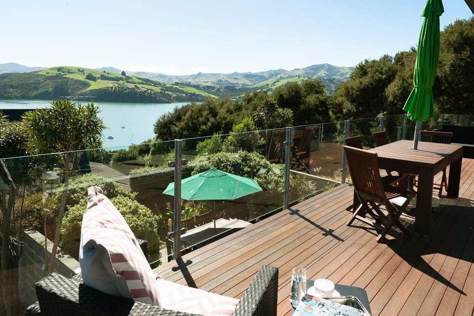 View of the harbour from extended deck.