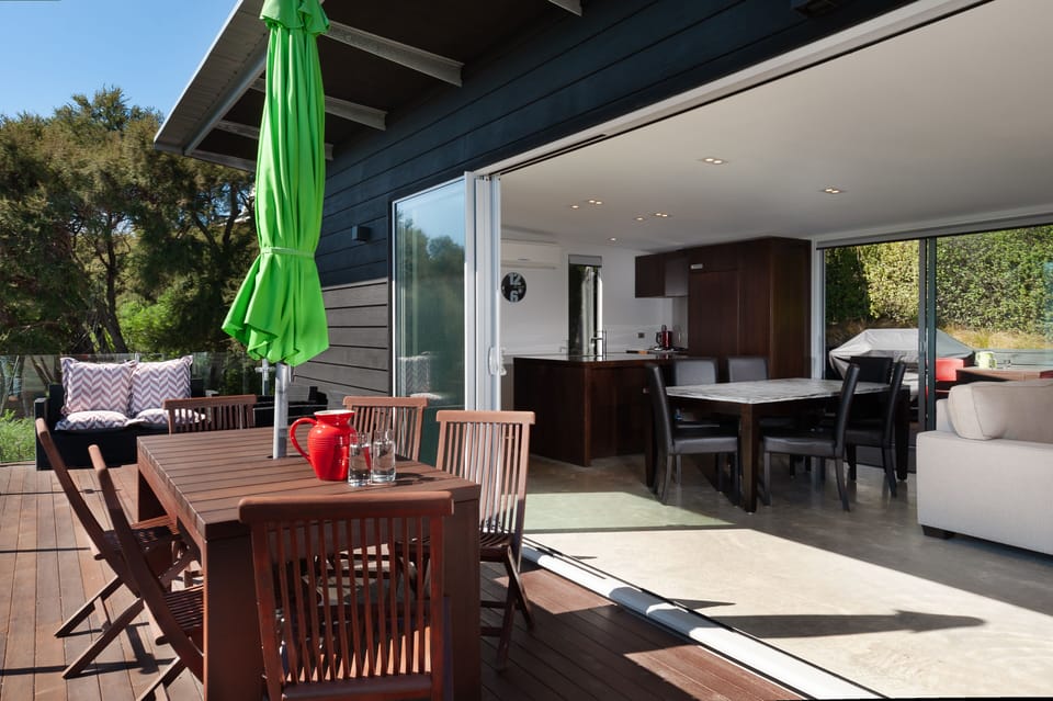 Outside looking in to open living space.