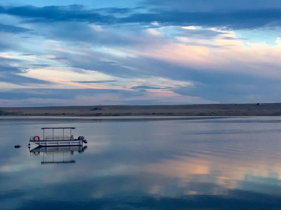 'Flat as a milpond' - the Fleet on a summers evening.