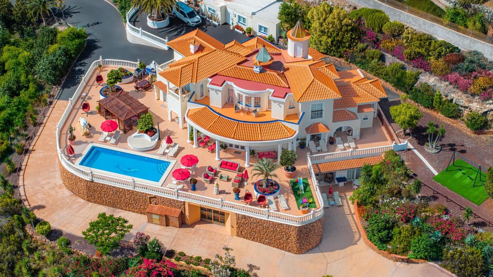 Luxury villa with heated pool, terraces,  sea views, cinema, party room, gym
