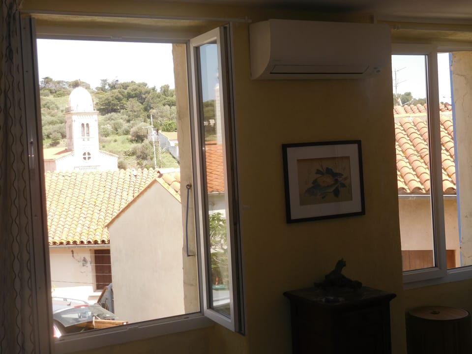 View from bedroom onto the church