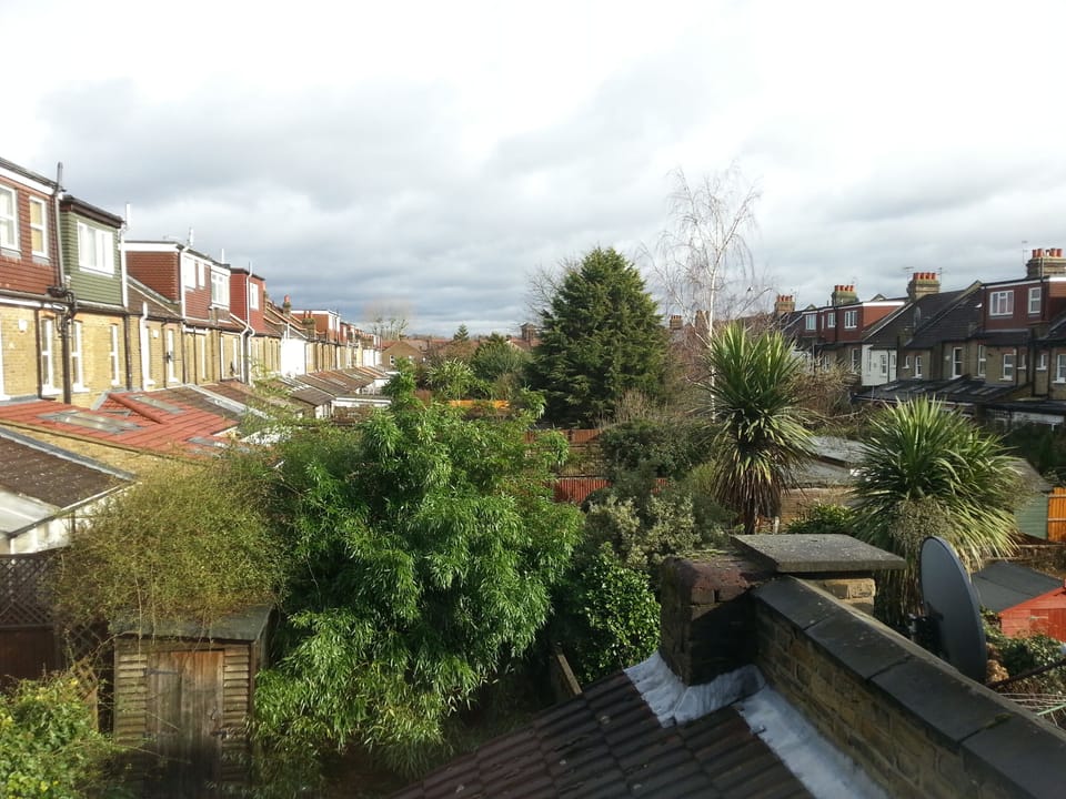 View over suburban gardens in Ealing London