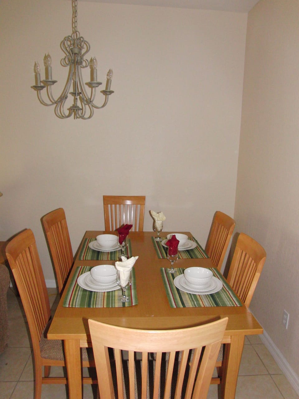 Dining area with dining table to seat 6.