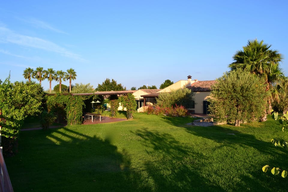 view of the villa, garden and gazebo