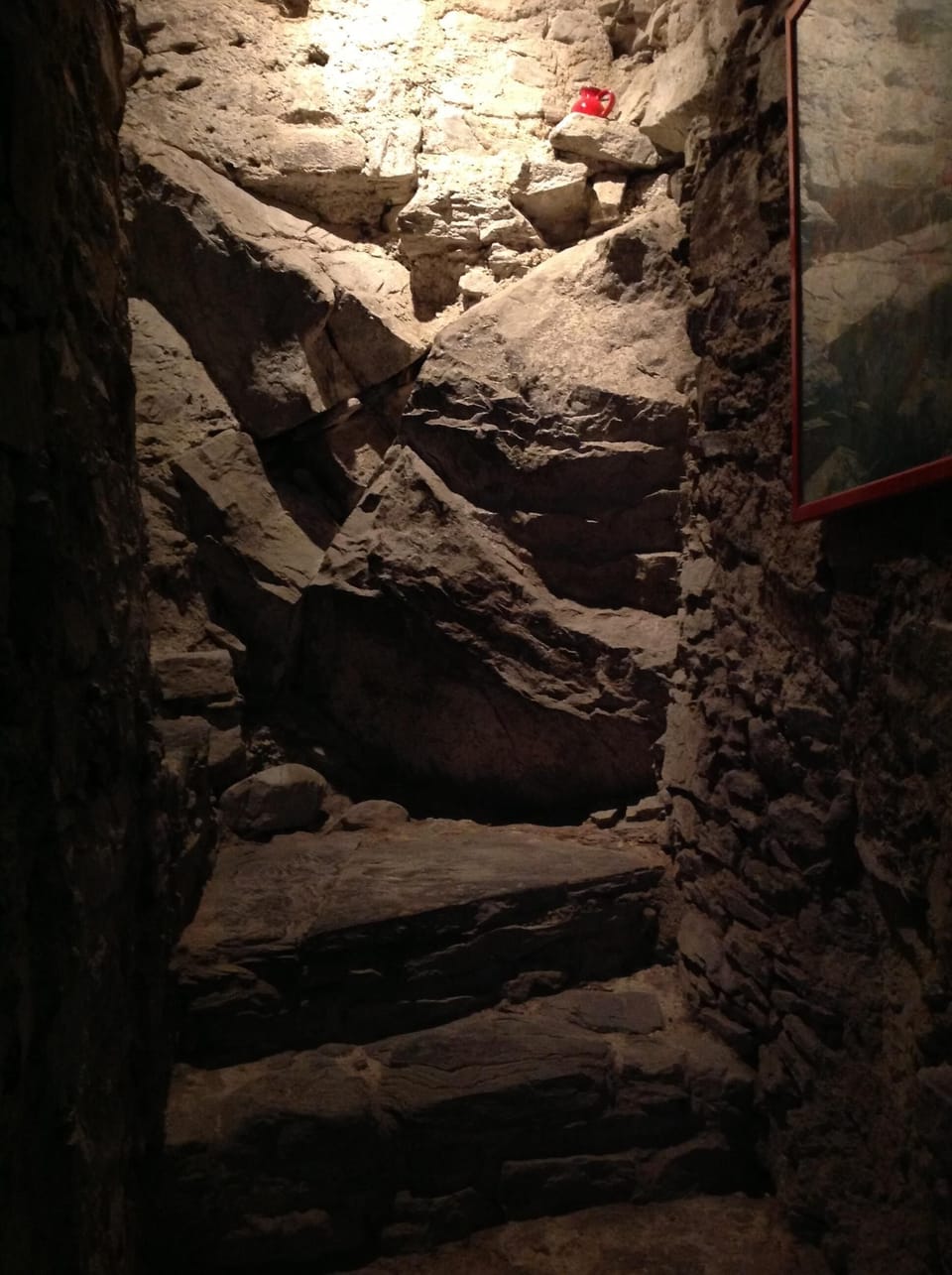 Solid as a rock! Steps from bathroom up