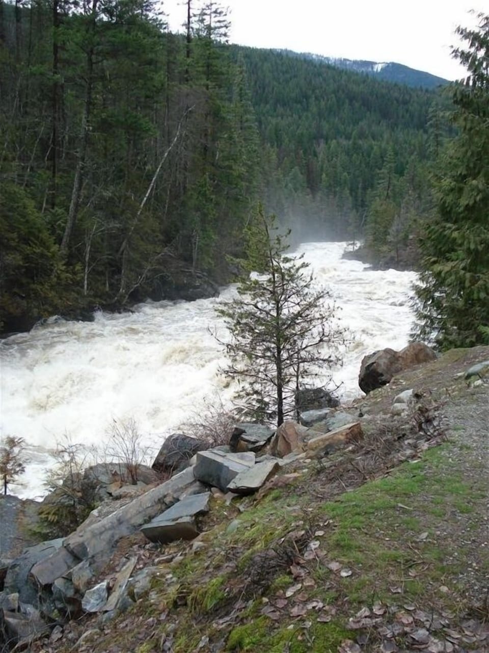 The Yaak River during spring ice breakup. Rises approx. 5-10 ft.