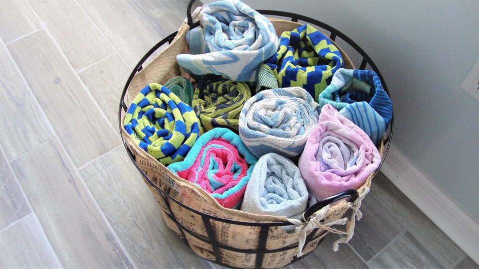 Basket of beach towels for your use!