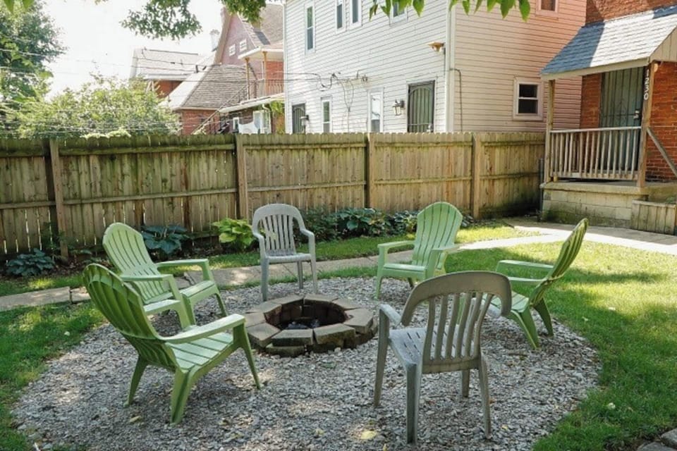 The backyard space is fire pit ready...wood is available for purchase at the nearby Kroger supermarket.