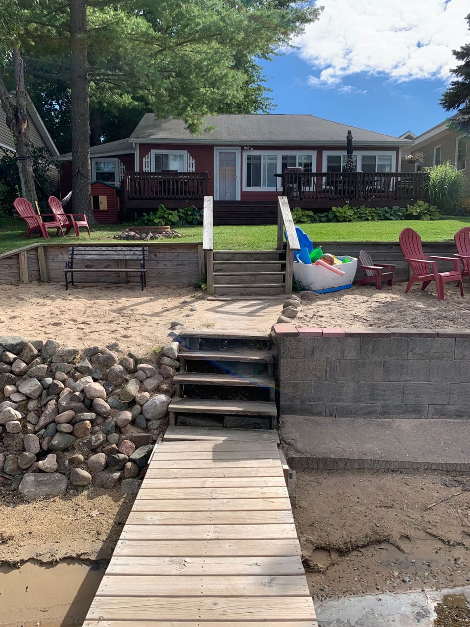 Lake side view of cottage
