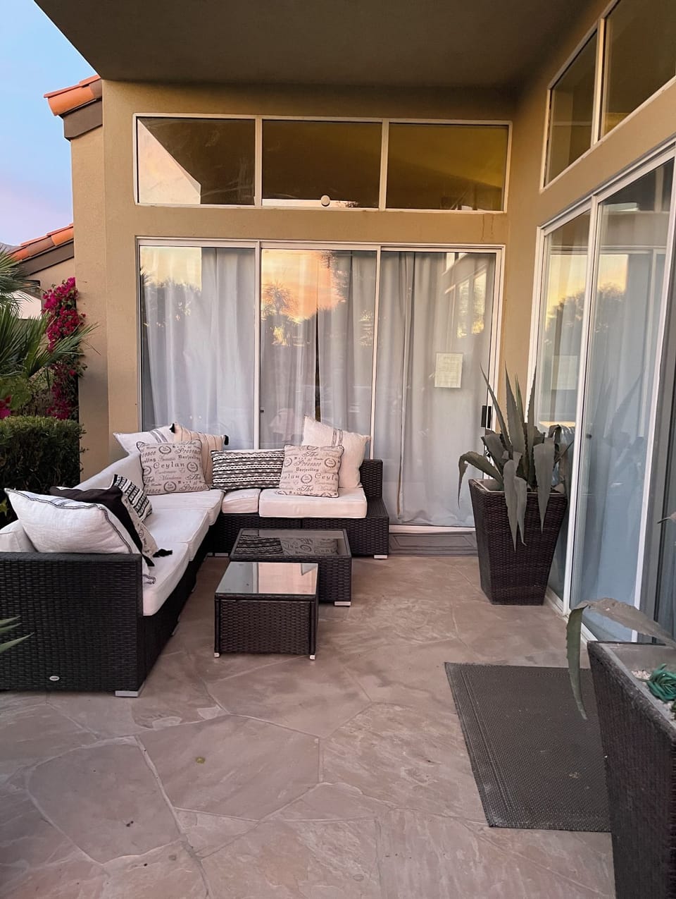 Covered patio lounge area