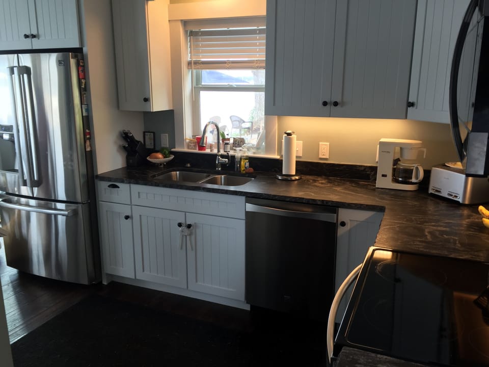 Kitchen view as Main Cottage is entered