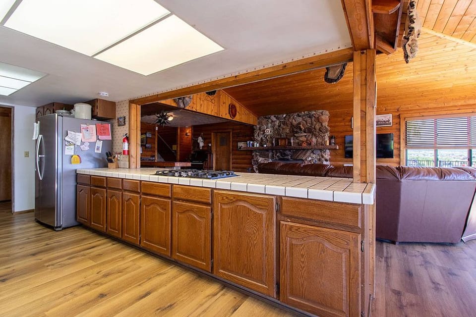 Our kitchen has plenty of cabinets for storage as well.