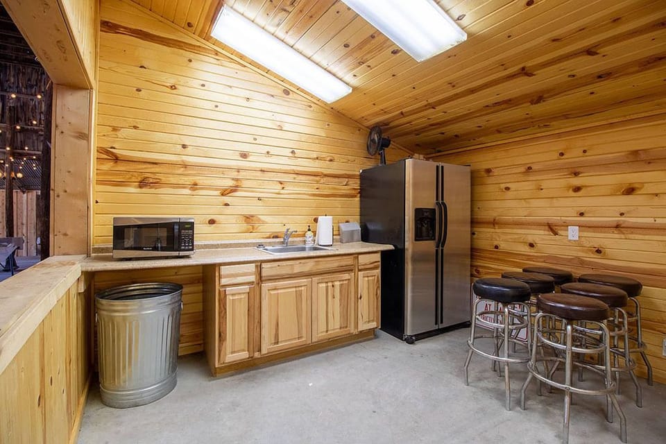 The kitchenette located inside the barn.