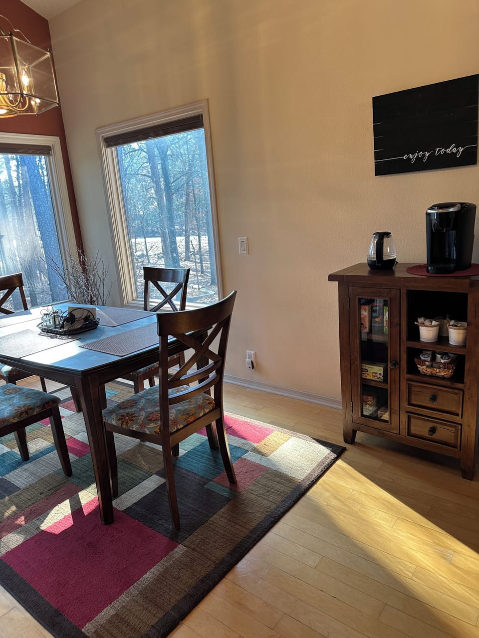 Fix yourself a coffee with a Keurig or enjoy a hot tea!