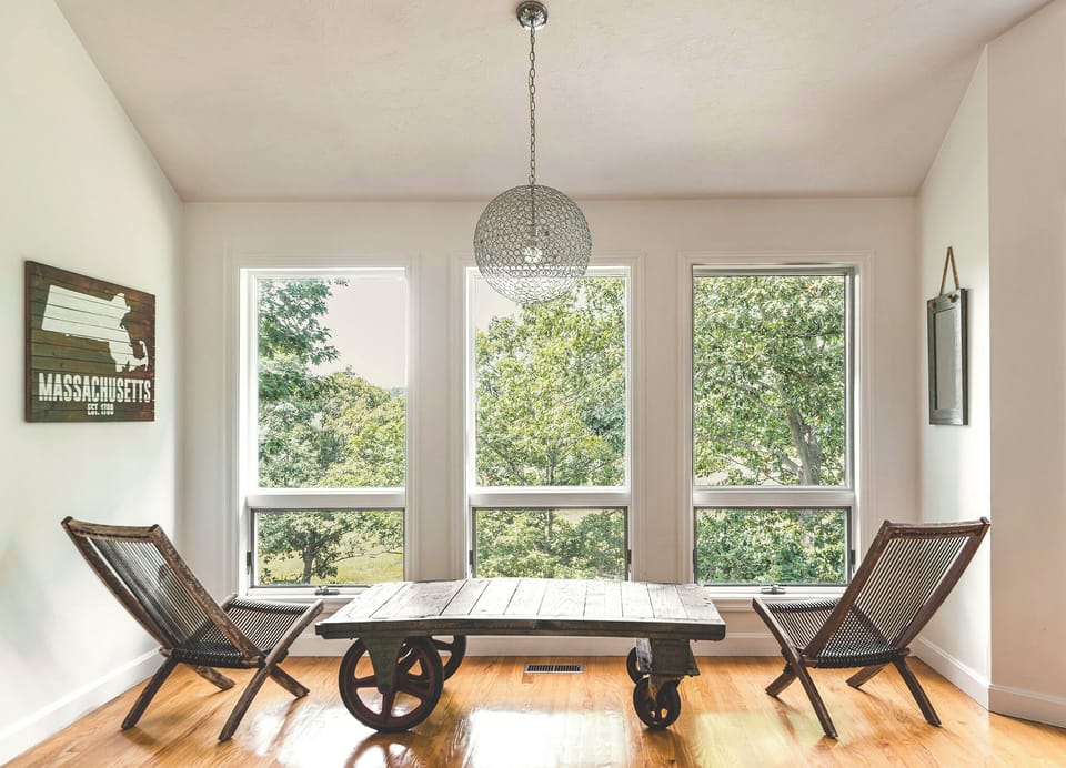 Living room has panoramic views