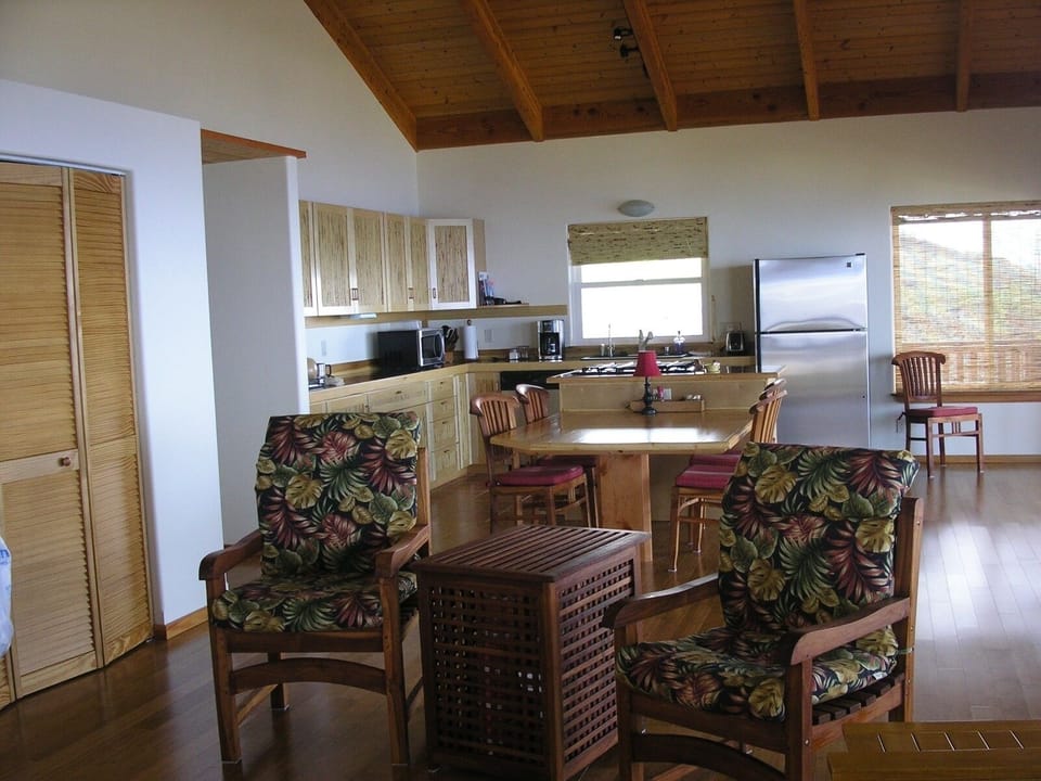 Open Concept--the kitchen has bamboo cabinets