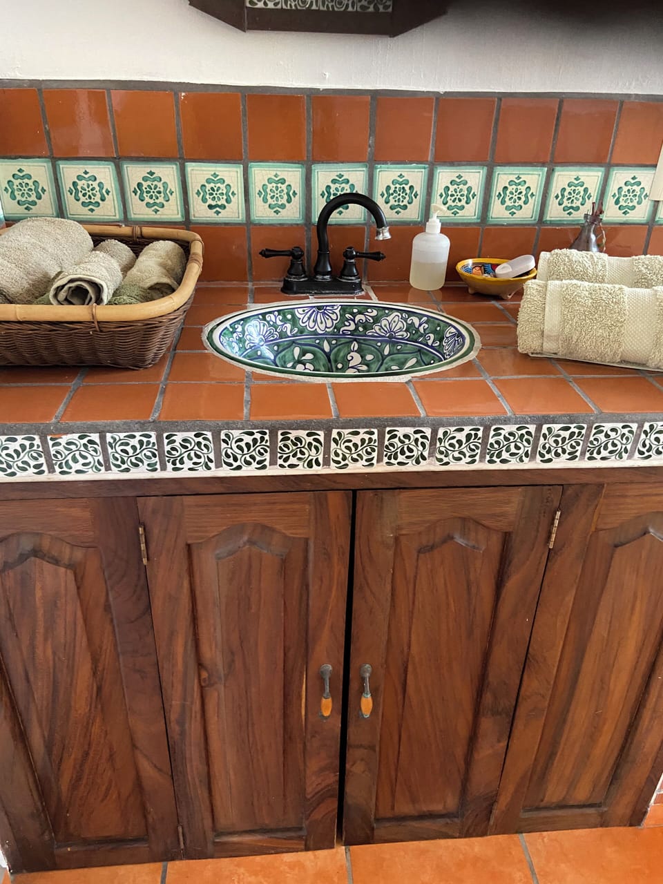 Traditional tiled Mexican vanity
