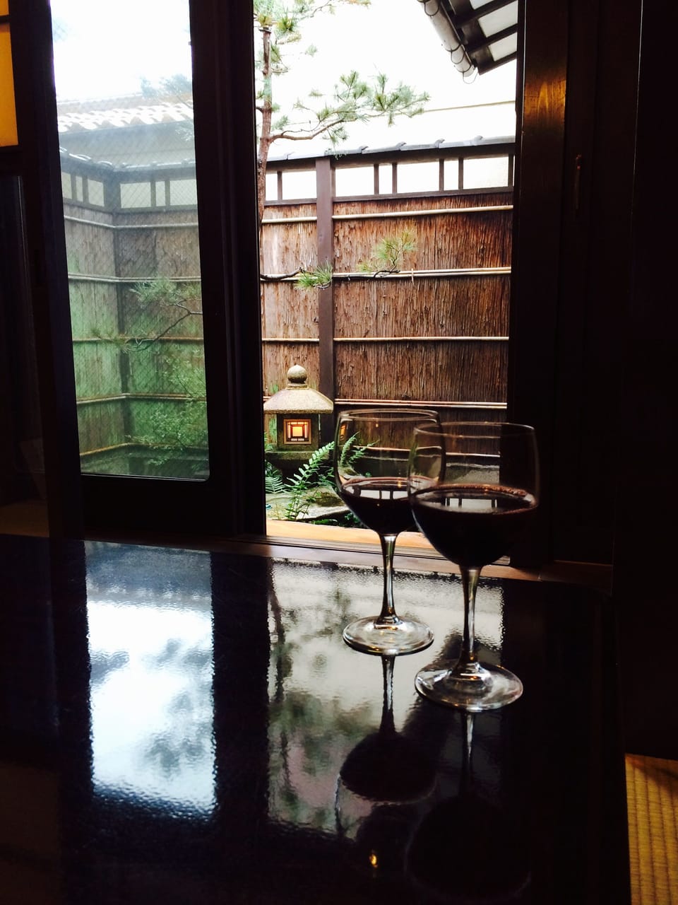 Looking into the garden from the living room.