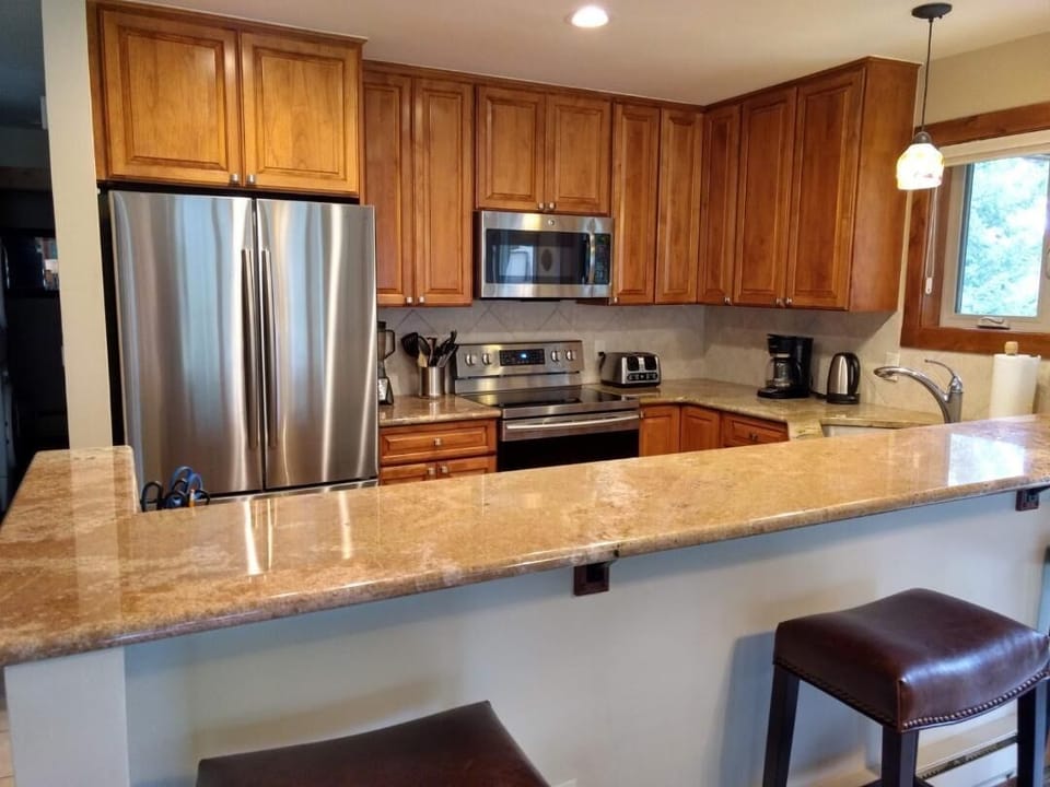 Roomy kitchen with new appliances.  Fully stocked with everything you need.